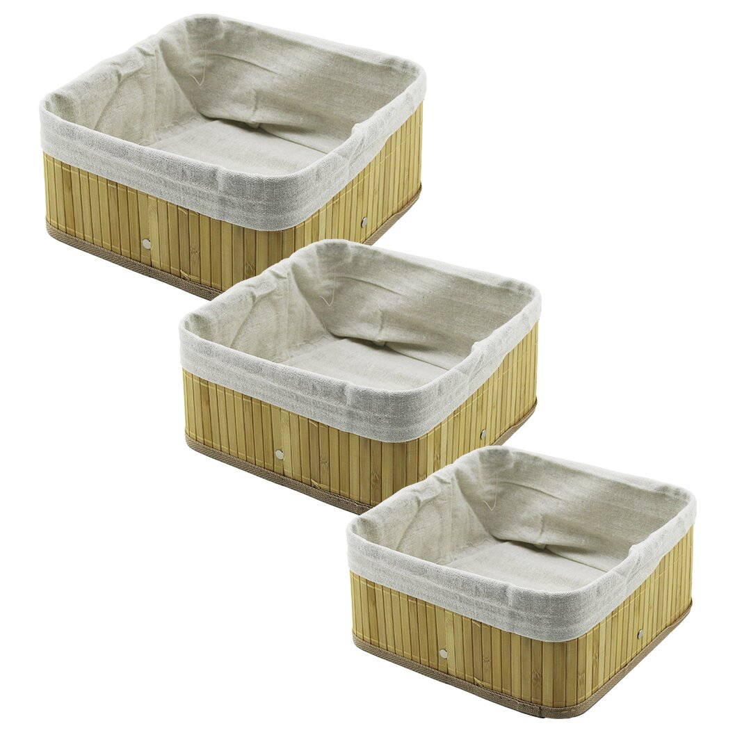 PABLITO HOME PBT-596 (3 BOY) (KARE) (BAMBU KENAR) ORGANİZER SEPET (AHŞAP ALTLIK & BEZLİ) (25X25X11.5 -20.5X20.5X9.7 -17X17X7.7CM)*20=K                     qwe4