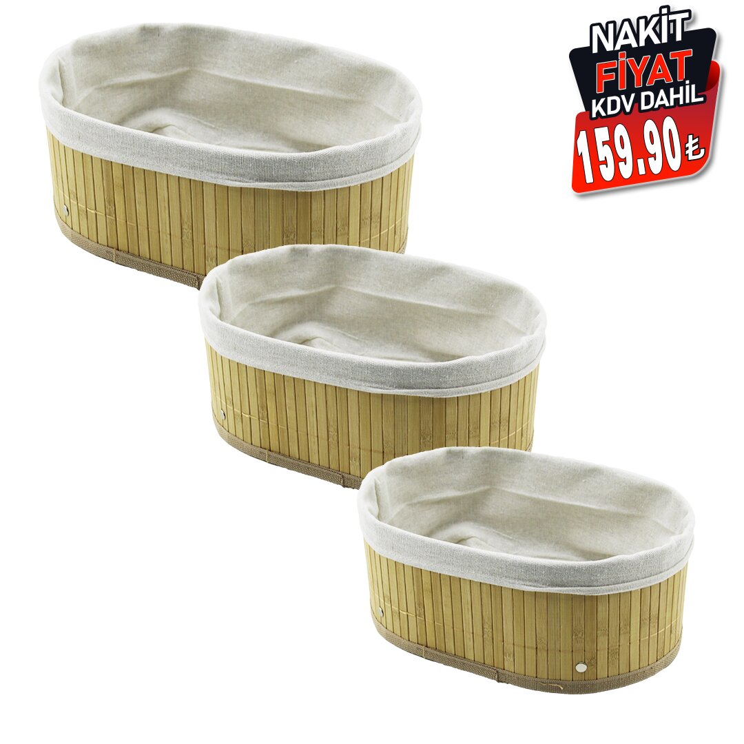 PABLITO HOME PBT-597 (3 BOY) (OVAL) (BAMBU KENAR) ORGANİZER SEPET (AHŞAP ALTLIK & BEZLİ) (30X20X11.5-25X16X9.7-21X12X7.7CM)*20=K qwe4 PABLITO HOME PBT-597 (3 BOY) (OVAL) (BAMBU KENAR) ORGANİZER SEPET (AHŞAP ALTLIK & BEZLİ) (30X20X11.5-25X16X9.7-21X12X7.7CM)*20=K qwe4