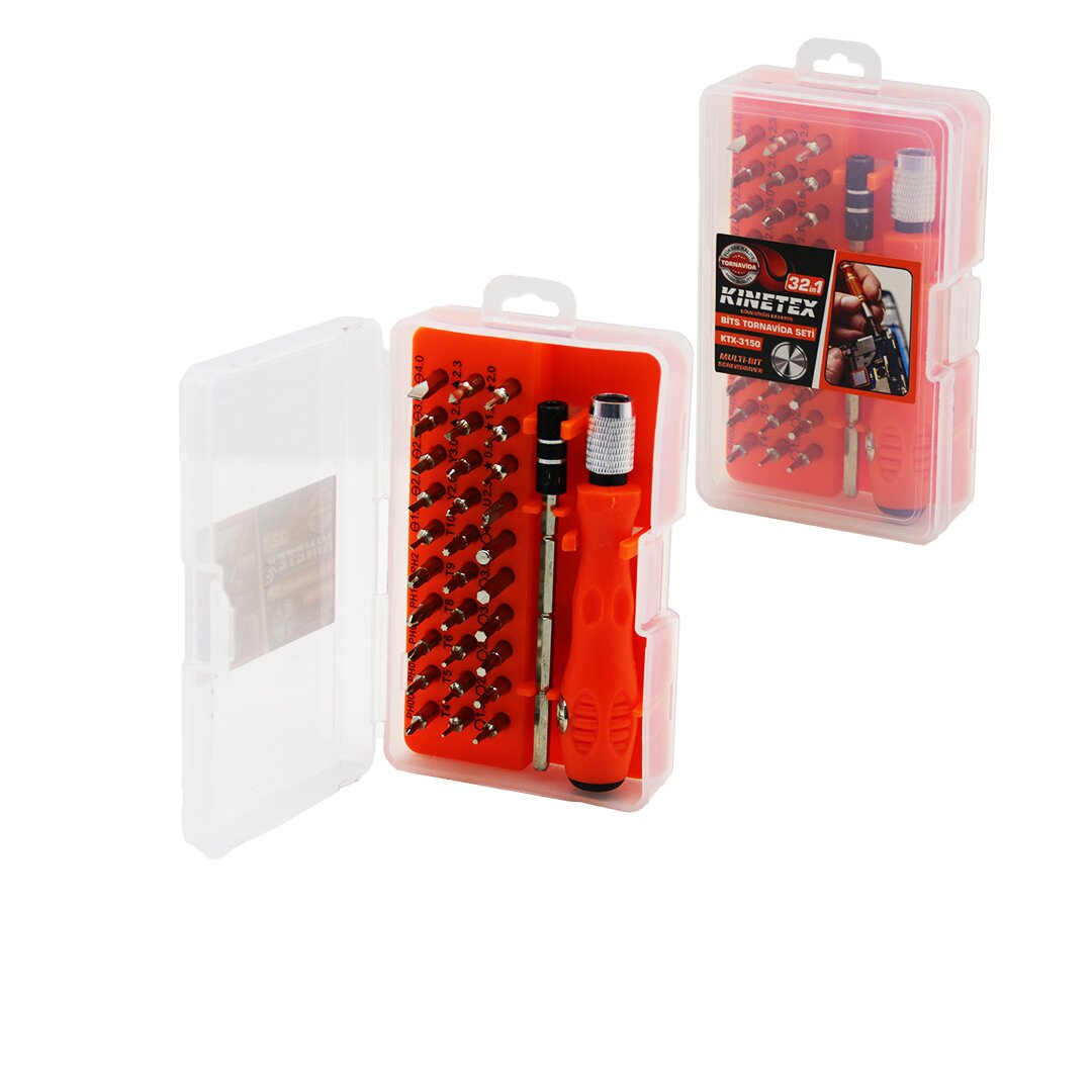 KINETEX KTX-3150 ( 32İN1 ) TORNAVİDA BİTS UÇ SETİ ( 30PCS UÇ + 1-KALEM MODEL T.VİDA SAPI + 1-UZATMA ADAPTÖRÜ )*20X6