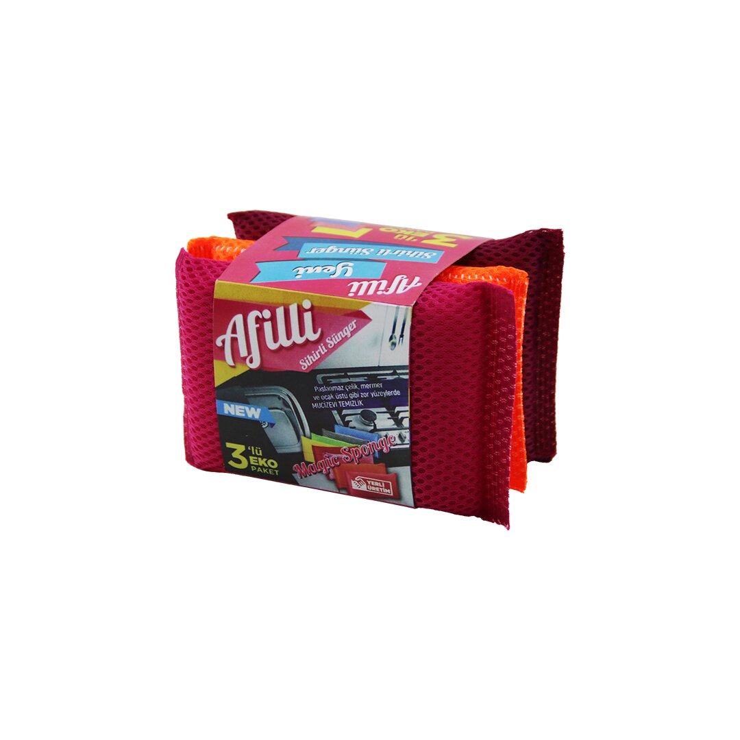 AFİLLİ KOD-52 (3PCS) SİHİRLİ BULAŞIK SÜNGERİ (PETEK DOKULU BEZ KAPLI SÜNGER) (GÜÇLÜ SU EMİCİ & YAĞ-ZOR KİRDE ETKİLİ)*24X15