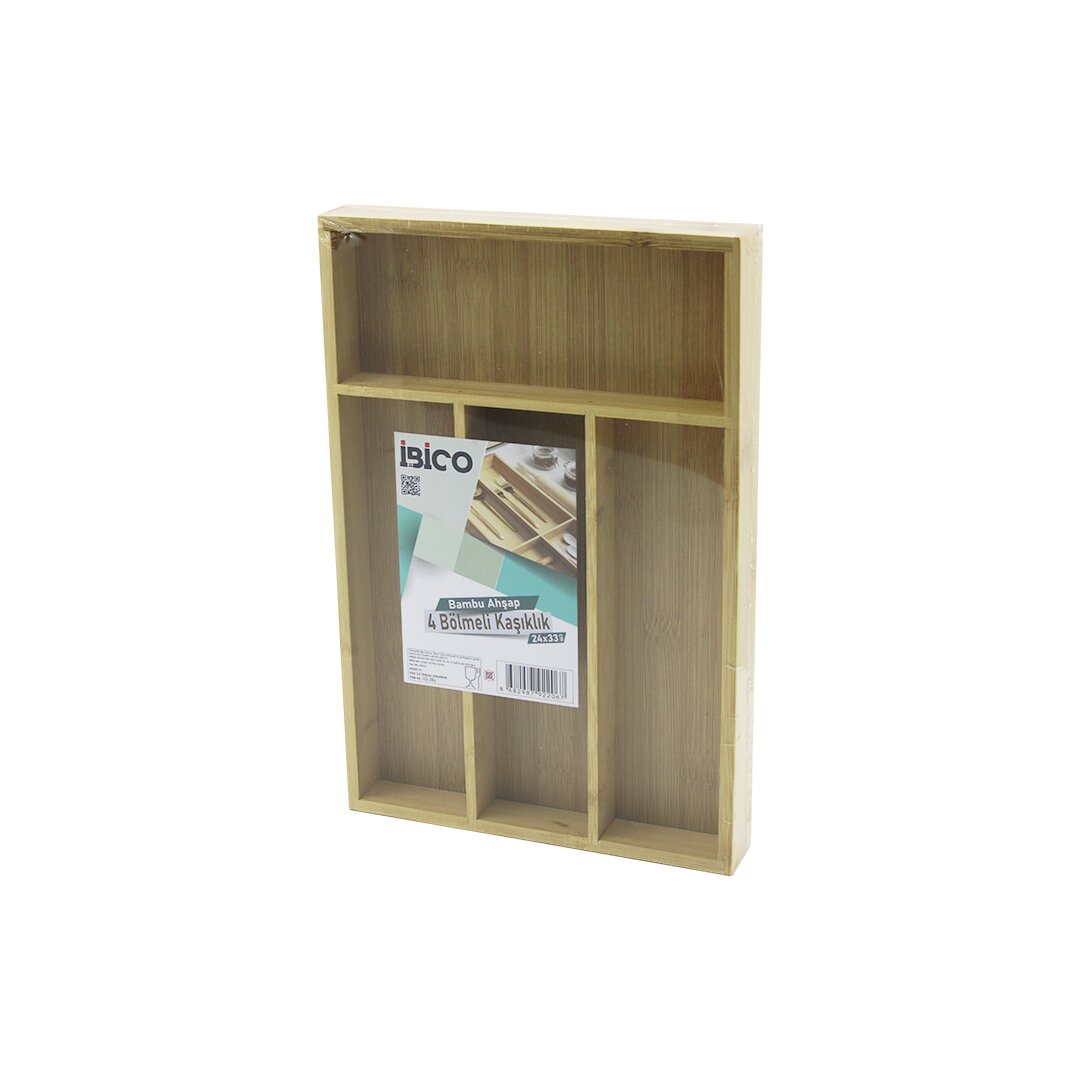 İBİCO İ22-206 ( 4 BÖLMELİ=3+1 ) ( AHŞAP BAMBU ) ( ÇEKMECE İÇİ ) KAŞIKLIK ( 22.4X33CM ) ( ÇOK AMAÇLI ORGANİZER )*24