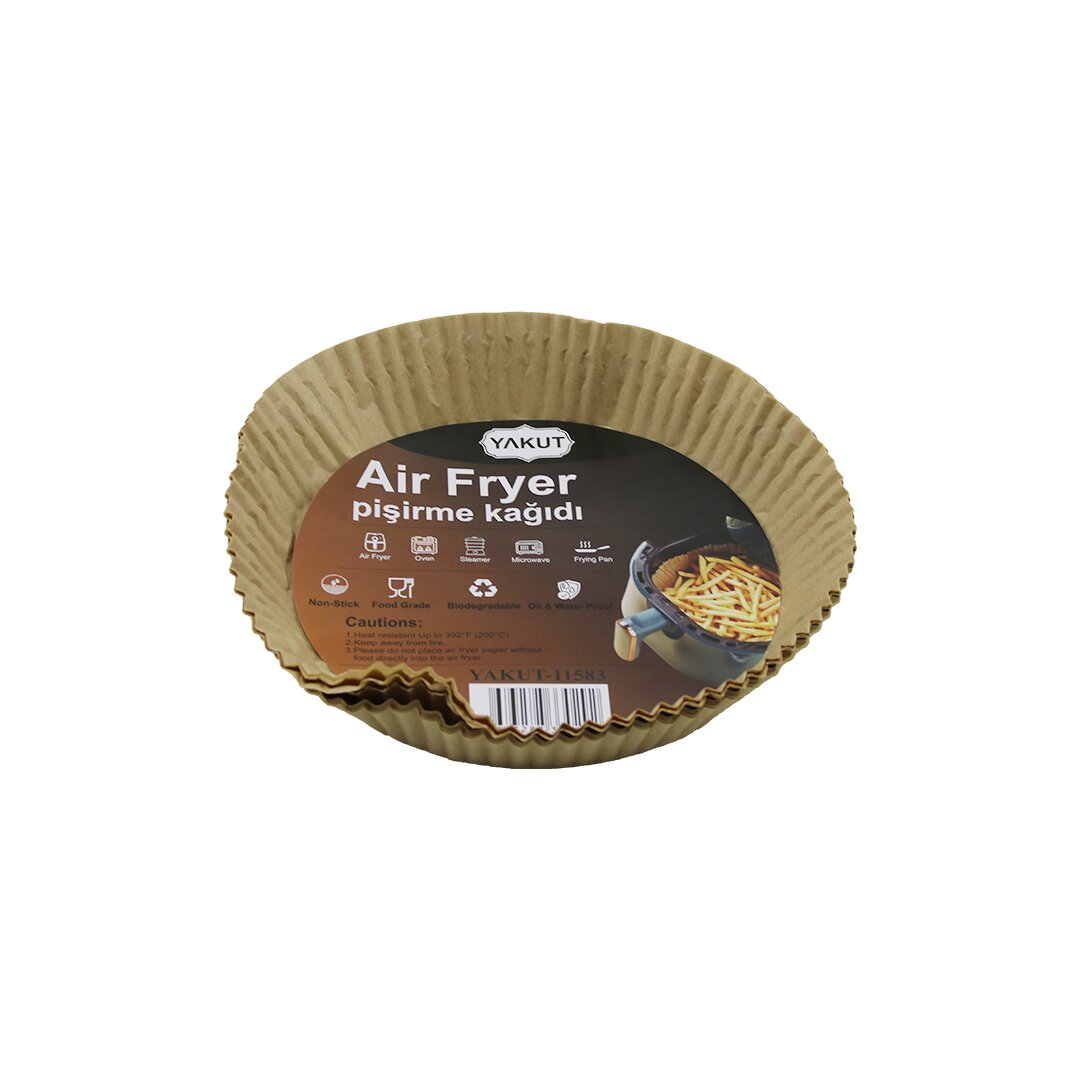 YAKUT-11583 (25PCS) (BÜYÜK=TABAN 19.5CM-AĞIZ:25CM) (TABAK MODEL) (YUVARLAK) AİR FRYER PİŞİRME KALIP (KAĞIT) (200℃DYNKLI)*150