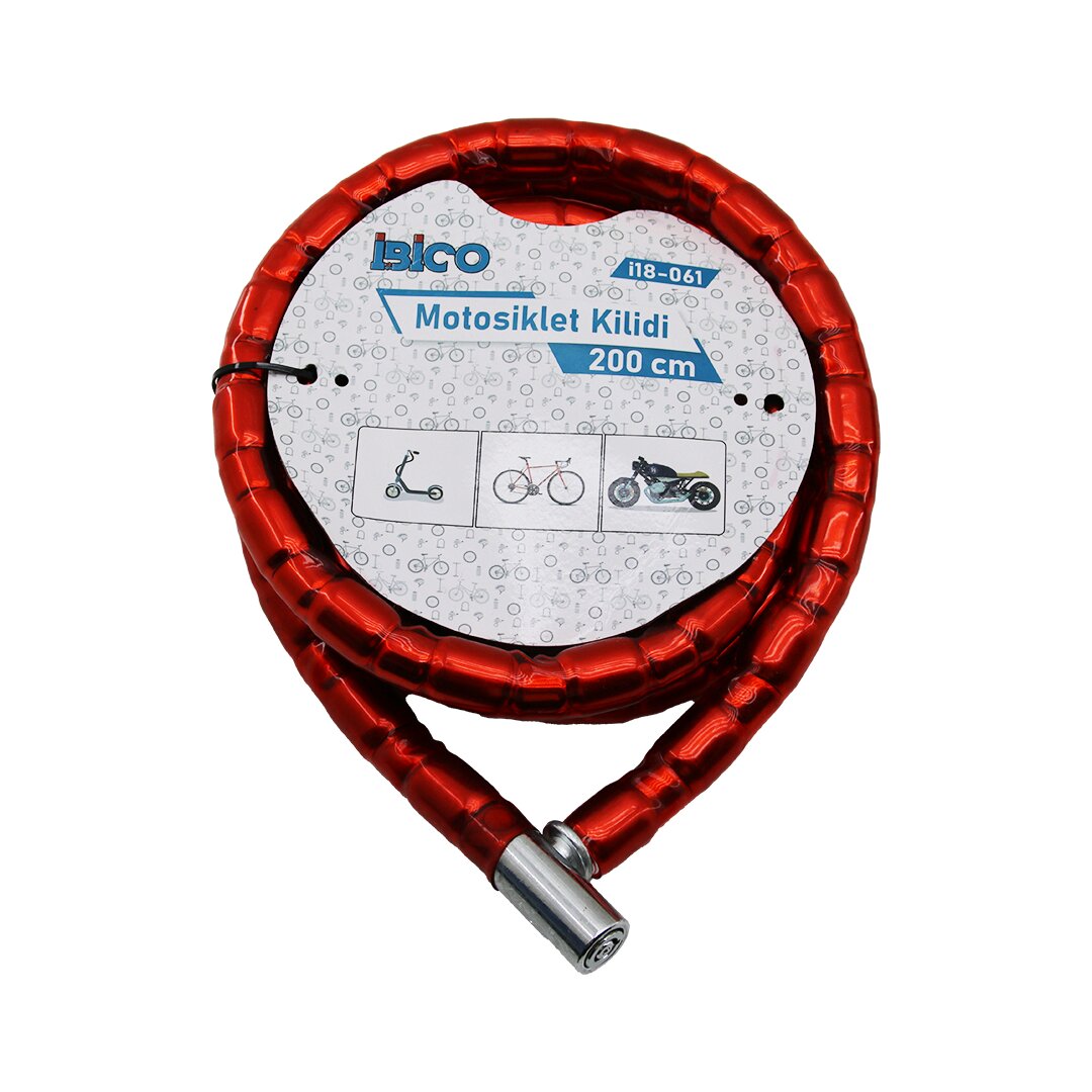 İBİCO İ18-061 ( ANAHTARLI ) MOTOR & BİSİKLET KİLİT ( 22MMX200CM )*24