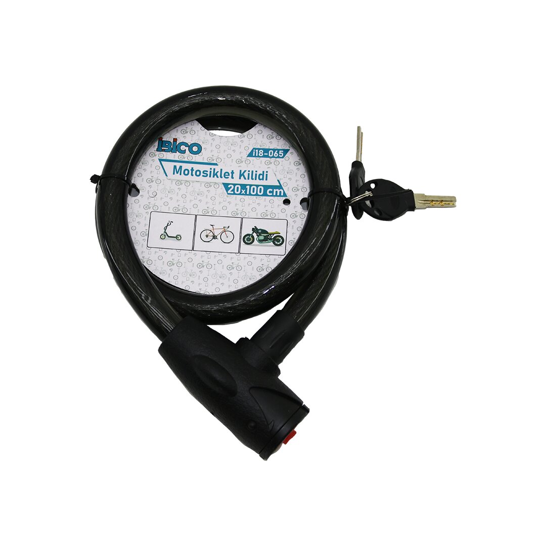 İBİCO İ18-065 ( ANAHTARLI ) MOTOR & BİSİKLET KİLİT ( 20MMX100CM) *50