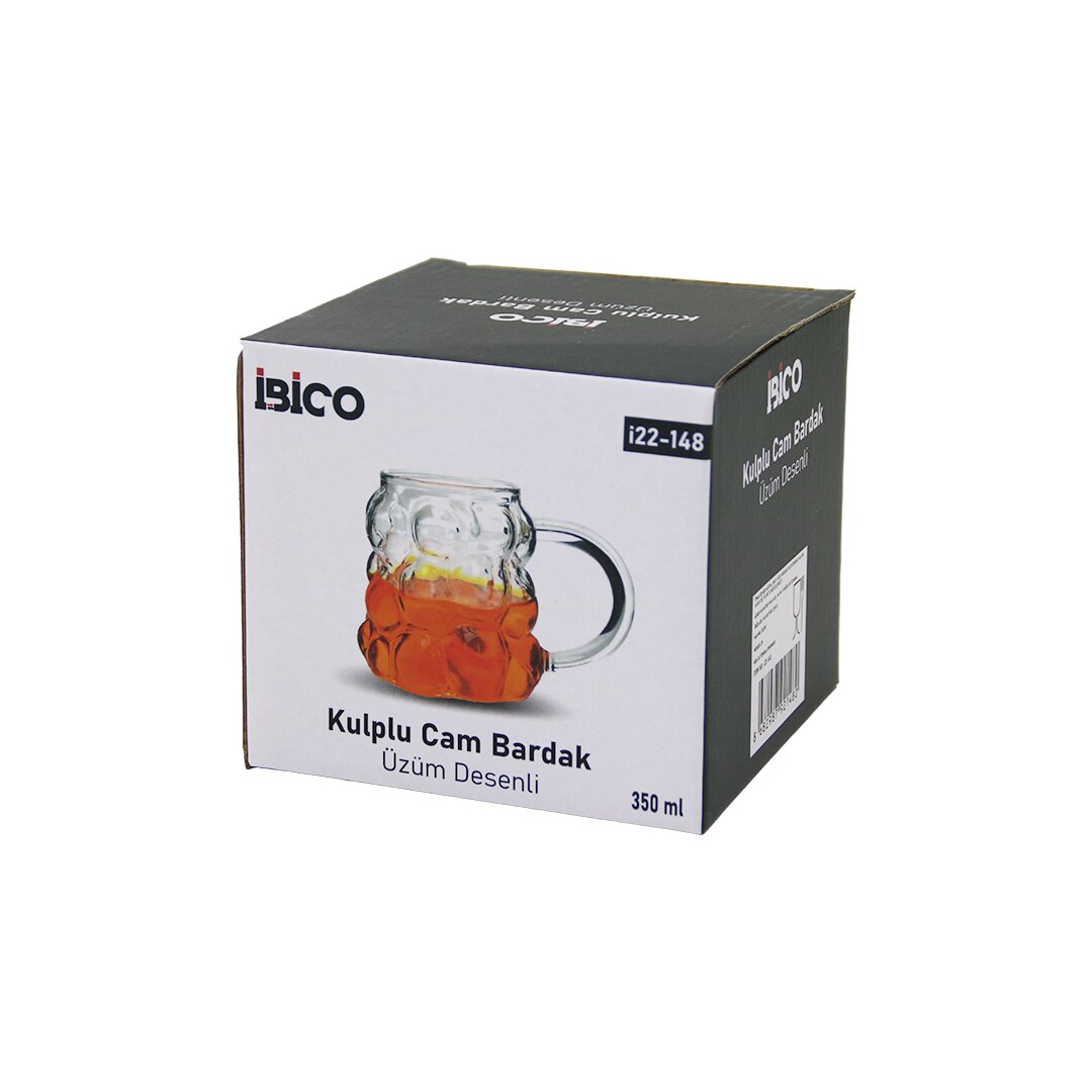 İBİCO İ22-148 (ÜZÜM & KABARCIKLI) (KULPLU) CAM BARDAK (TERMİSİL & ISIYA DAYANIKLI) (BOROSİLİKAT)(350ML)*100