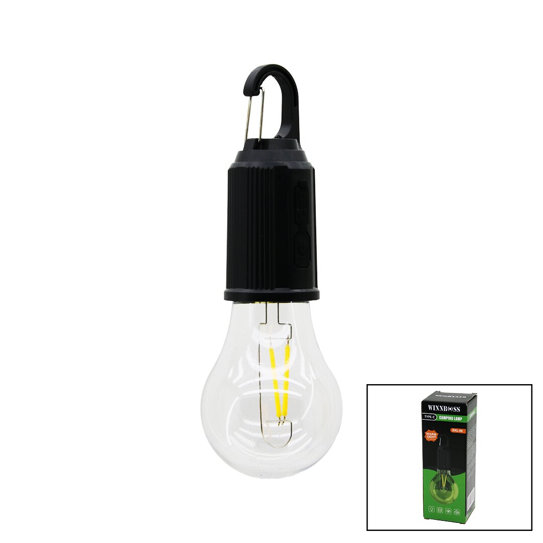 WINNBOSS EKL-06 G-912 ( USB ŞARJLI ) (SEYYAR AMPUL MODEL=RUSTİK) KAMP LAMBASI (MANDALLI KANCA ASKILIK) (3-KADEME IŞIK)*120