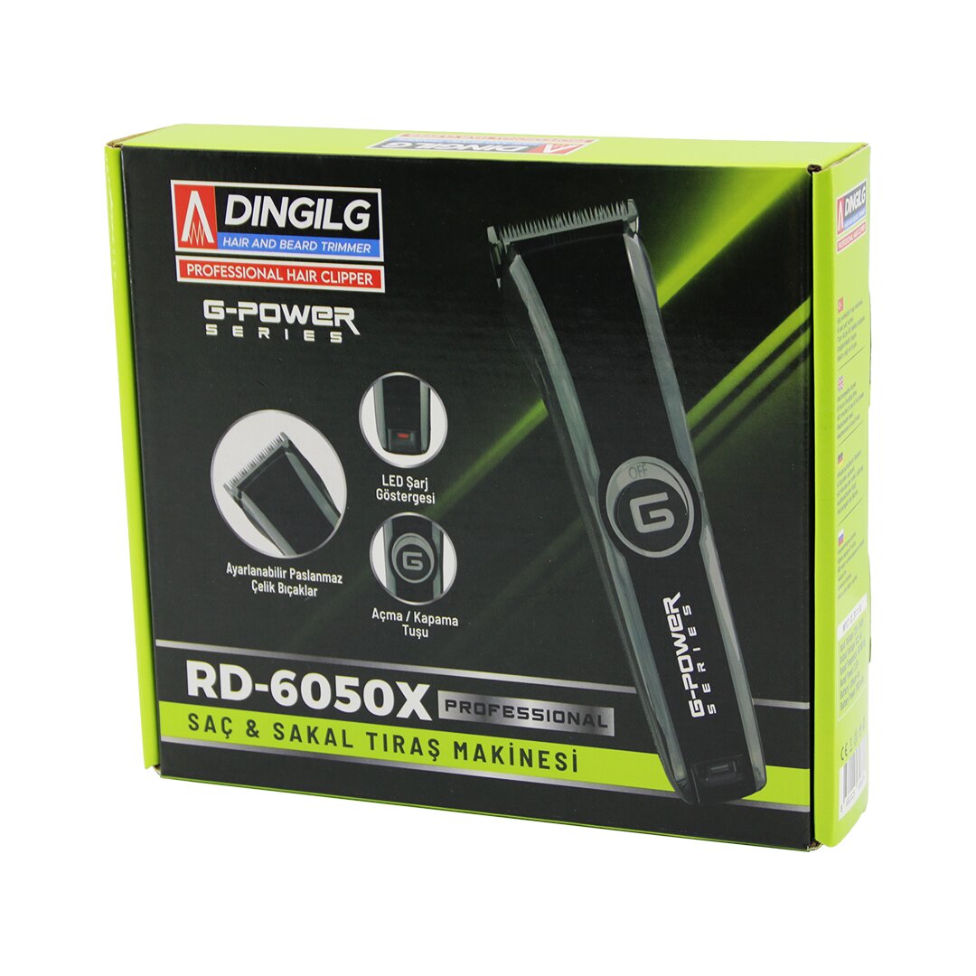 DINGILG RD-6050X (G-POWER) (G-PLUS) SAÇ SAKAL KESME & TRAŞ MAKİNESİ (FİŞ ŞARJLI=LED GÖSTERGE) (AYARLI BIÇAK=0.1-05MM)*48