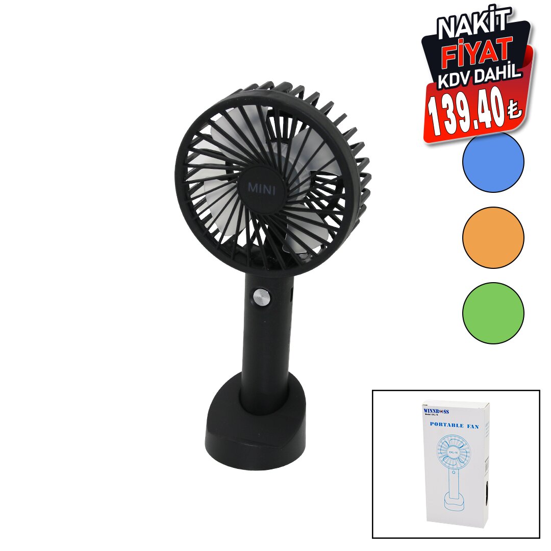 WINNBOSS EKL-16 (USB ŞARJ) MİNİ EL FANI (ÇAP:10.8CM & Y:22.5CM) (SABİT BAŞLIK) (3KADEME HIZ) (TELEFONLUKLU M.ÜSTÜ AYAK) MİNİ VANTİLATÖR*100                     qwe6