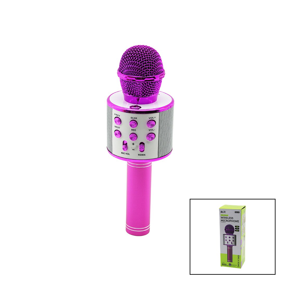 BLİC BLS-25 WİRELESS (MİKROFON) KARAOKE & HOPARLÖR (USB ŞARJLI) (USB & TF & AUX) (RENKLİ KROM KAPLAMA) (PİL:800mAh & DC 5V)*50