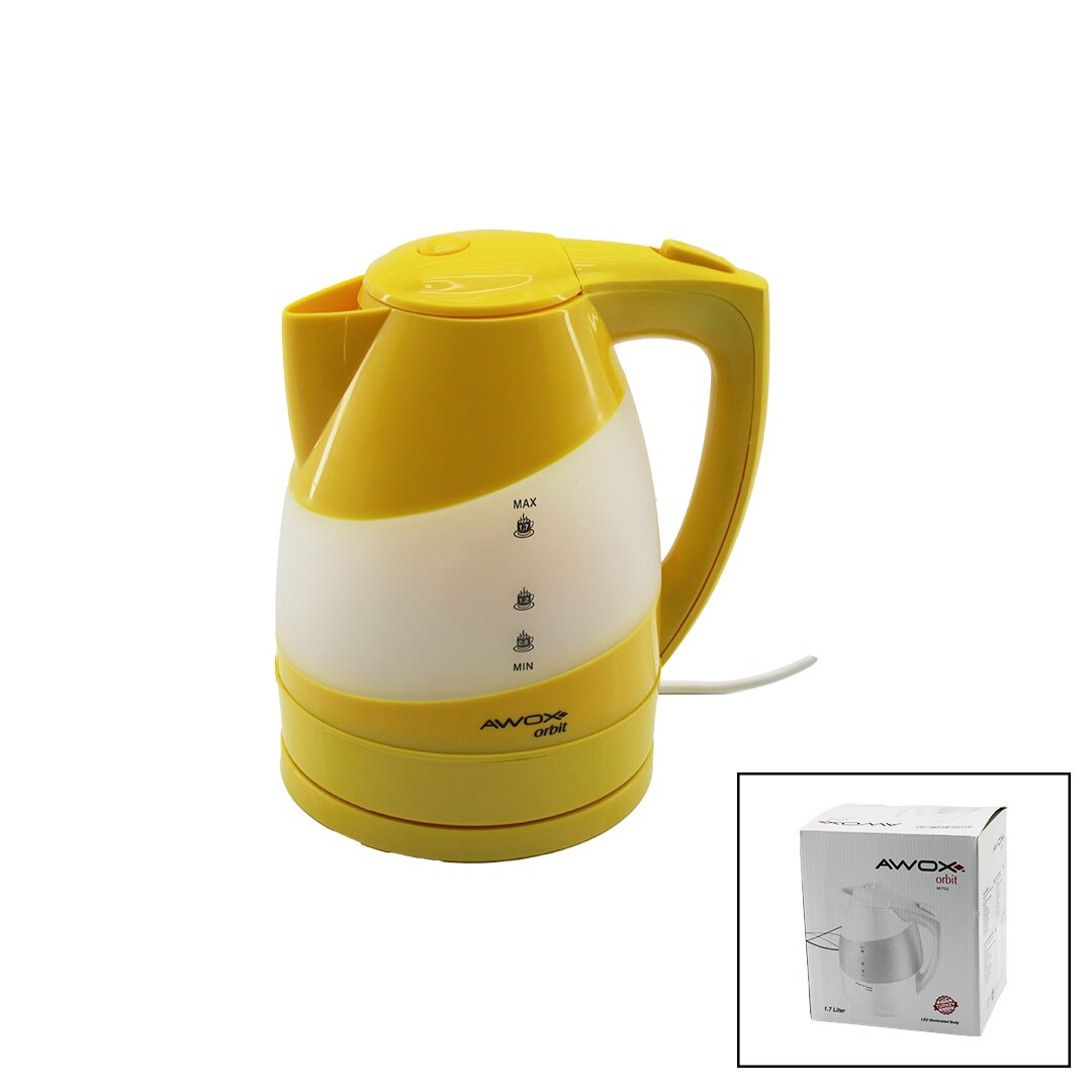 AWOX (SARI) (ORBİT) PLS.KETTLE SU ISITICISI (1.7LT) ( 2000W ) ( 360° & LEDLİ ŞEFFAF GÖVDE ) (GİZLİ REZİSTANS) (KİLİTLİ KAPAK)*12