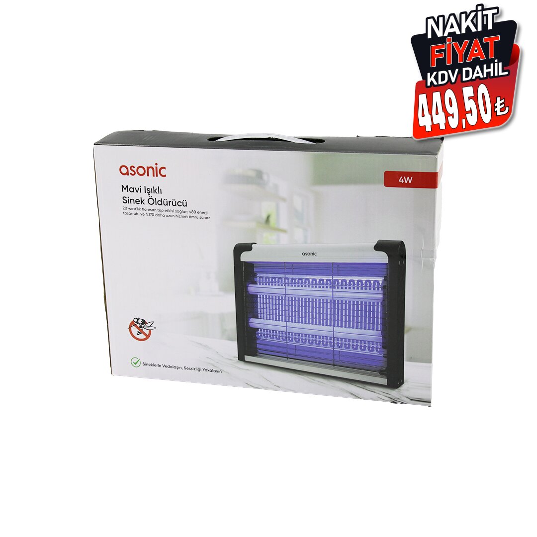 ASONİC AS-A28 SİNEK ÖLDÜRÜCÜ CIZ MAKİNE ( 4W & 2000V ) (2PCS LED MAVİ IŞIK TÜPÜ FLORESAN) (30M2 ETKİNLİK ALANI)*16                     qwe08