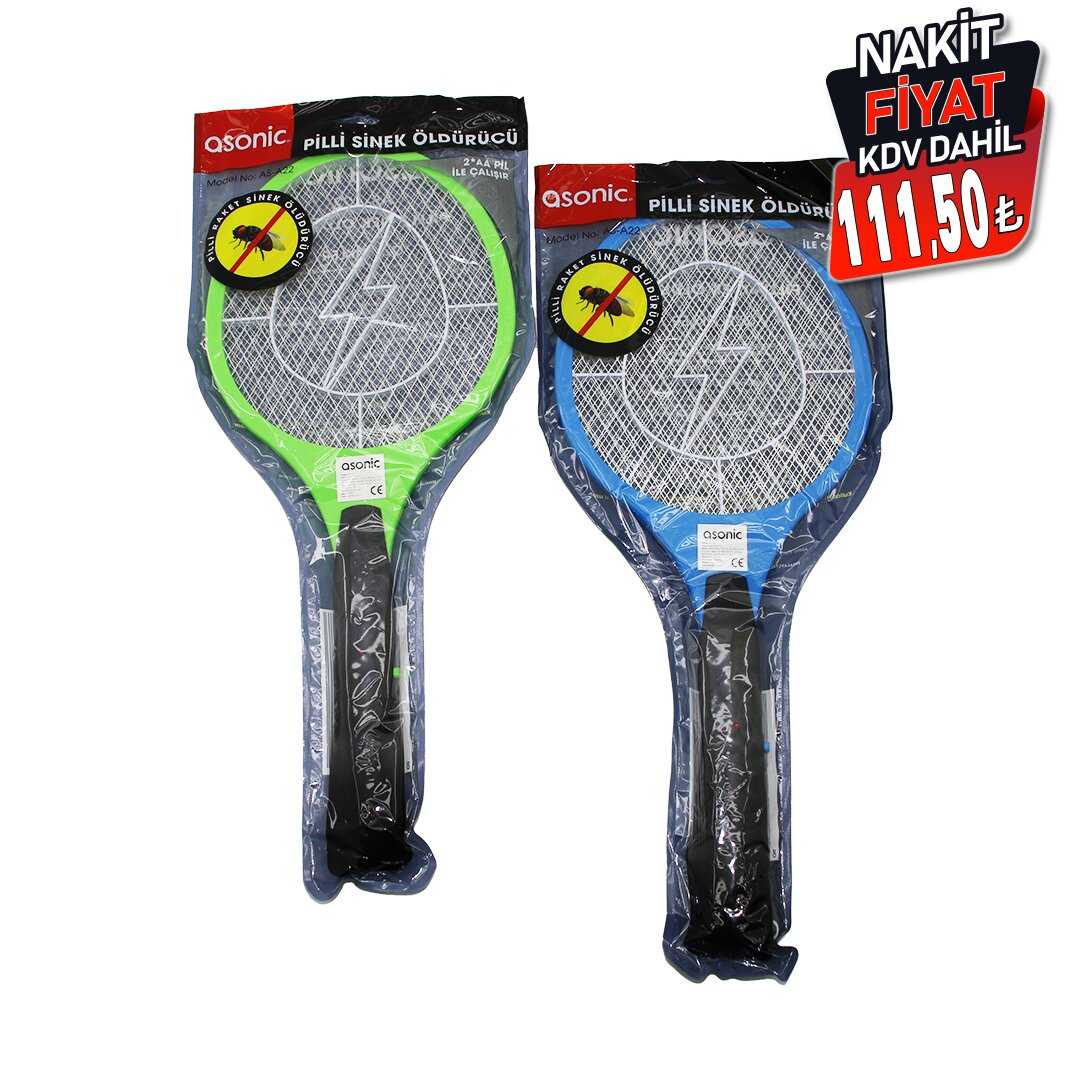 ASONİC AS-A22 ( PİLLİ ) ( RAKET MODELİ ) SİNEK ÖLDÜRÜCÜ CIZ ( 2000V ) ( 3 ÖRGÜ TASARIM ) ( 21X50CM )*60                     qwe09