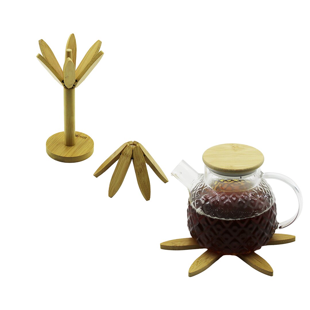 BAROTTİ DMR-9112 ( STANDLI=AĞAÇ MODEL) ( 2PCS ) AHŞAP BAMBU ( KATLANIR ) NİHALE ( 6-YAPRAKLI ÇİÇEK MODELİ= ÇAP: 20CM) )*60