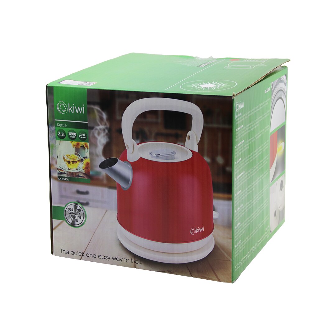 KİWİ KK-3340R (KIRMIZI) (NOSTALJİ DEMLİK MODEL) (ÇELİK) KETTLE SU ISITICI (2.2LT) (1800W) (PASLANMAZ ÇELİK GÖVDE& GİZLİ RESİZTANS)*4