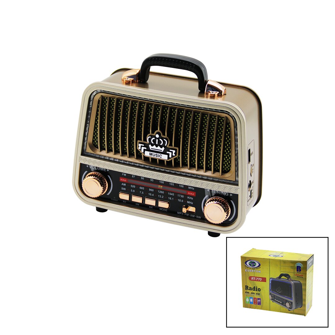 EVERTON RT-770 (TYPC-E SARJLI) (BLUETOOTH)( İBRELİ ) FM RADYO (MP3 USB & TF PLAYER) (4V OUT& AUX IN)*30
