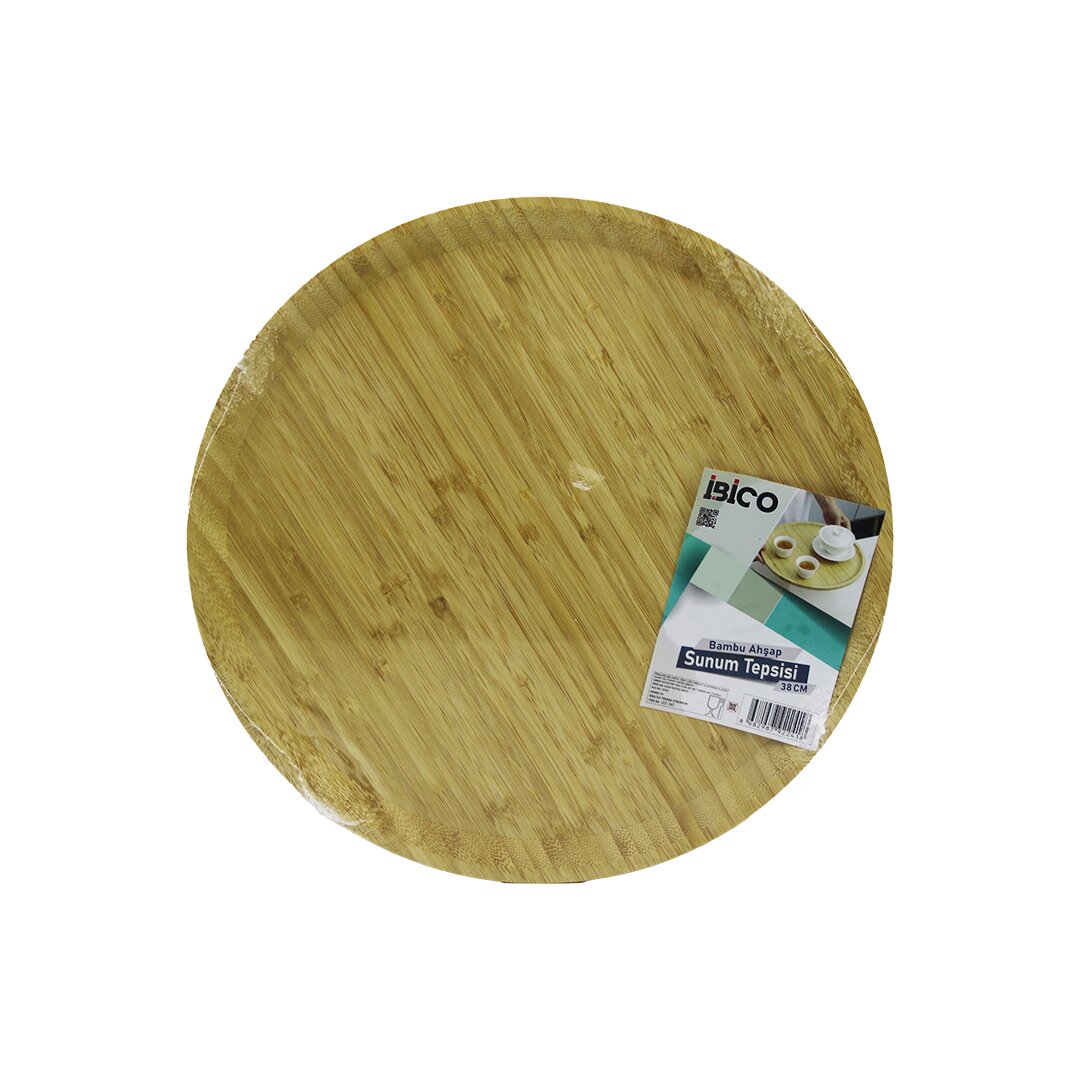 İBİCO İ22-241 ( YUVARLAK=38CM ) AHŞAP BAMBU SERVİS SUNUM TEPSİ & TAHTASI*24
