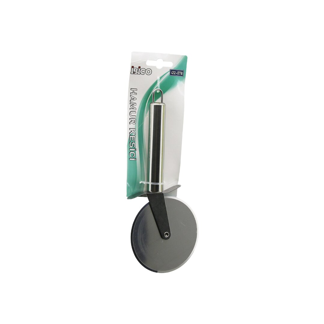 İBİCO İ22-078 ( BÜYÜK ) ( ÇAP: 8.8CM ) ( TEK BAŞLI ) ( KROM SAPLI=10CM ) ( METAL ) PİZZA & HAMUR KESİCİ RULET*12X20