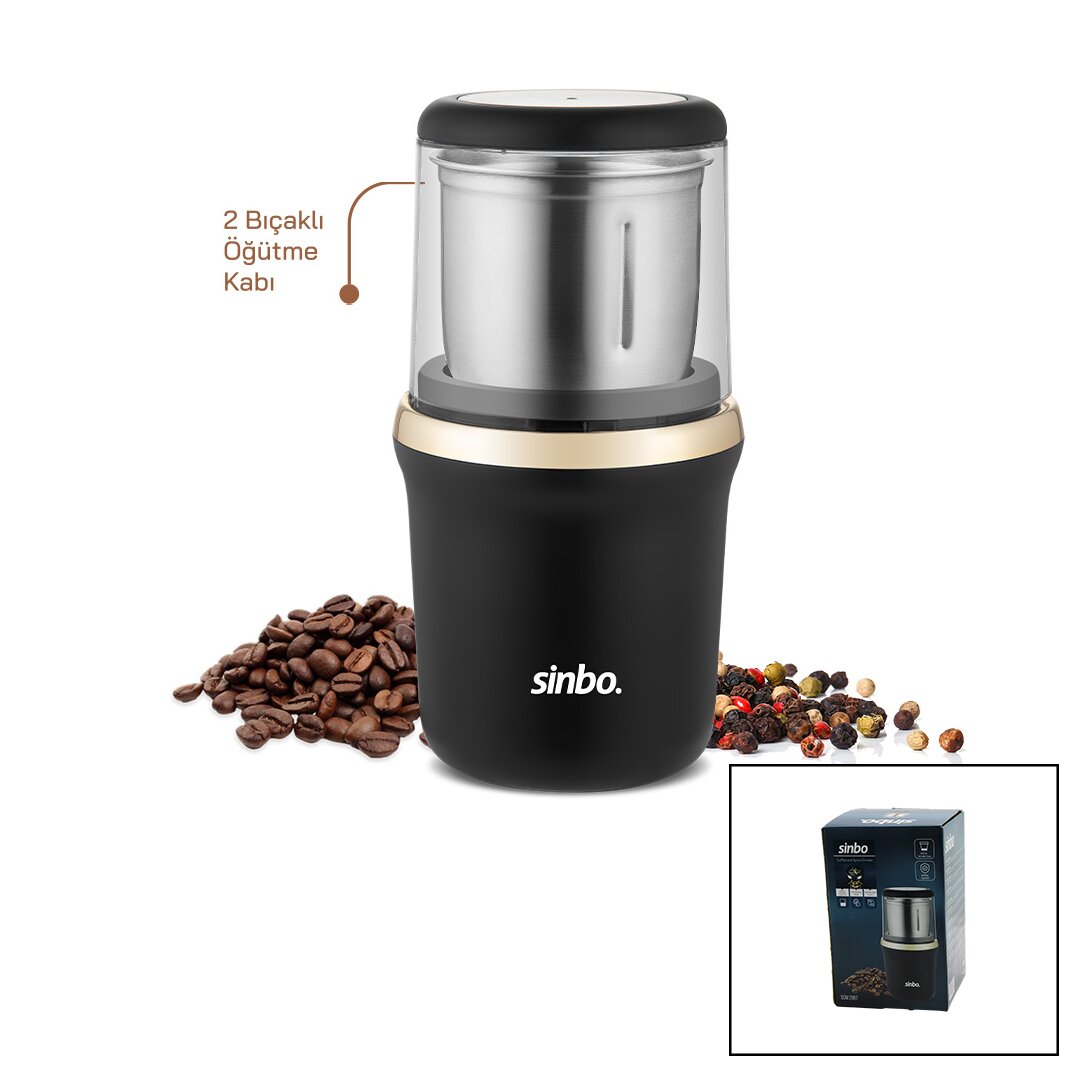 SİNBO SCM-2997 KAHVE & BAHARAT ÖĞÜTÜCÜ ( ÇELİK BIÇAK & ÖĞÜTME HAZNESİ=100GR ) ( 200W ) (BAS ÇALIŞTIR KAPAK=MİKA KRİSTAL PLS)*6