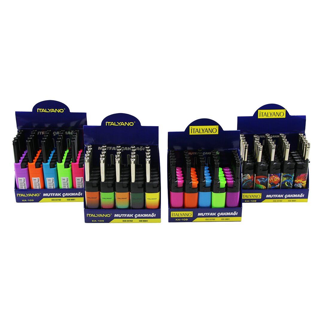 İTALYANO LİGHTER KA-109 MUTFAK ÇAKMAK ( MANYETÖLLÜ & RENKLİ DESENLİ ) ( MANYETOLU )*25X20
