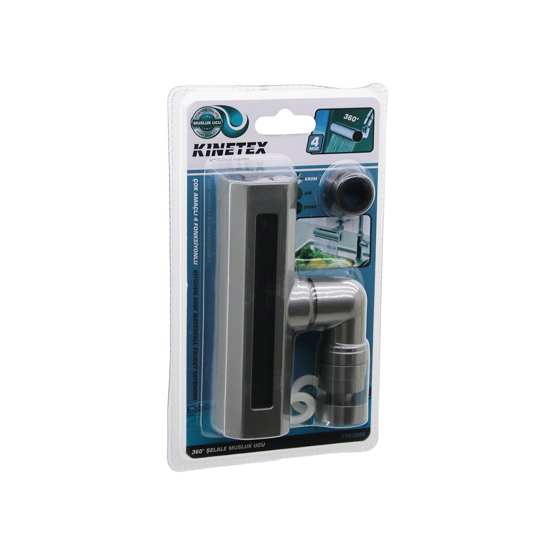 KINETEX KTX-3288 ( ANTRASİT GRİ ) ( GENİŞ & ŞELALE ) ( 4 FONKSİYONLU ) ( 360° OYNAR BAŞLIK ) PERLATÖR MUSLUK UCU*100