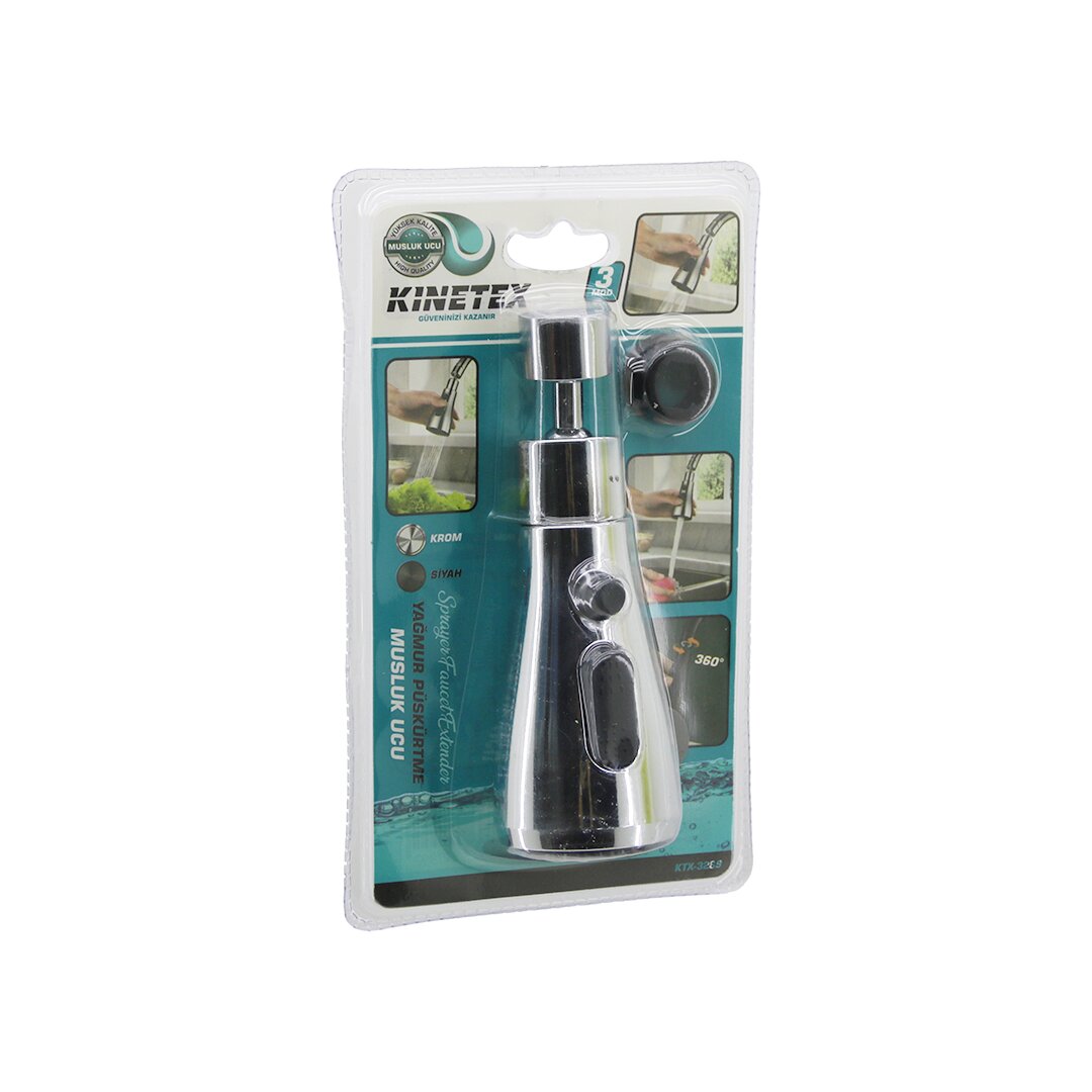 KINETEX KTX-3289 ( KROM ) ( 360° & 3 MOD ) YAĞMUR PÜSKÜRTME BORULU KUBAR MUSLUK UCU*100