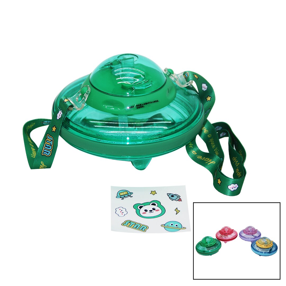 YOUXIA YX-9007 CLKN-2038 ( UFO MODELİ ) RENKLİ MİKA KRİSTAL SULUK MATARA PİPETLİ & TAŞIMA ASKILI 550ML*40                     qwe012