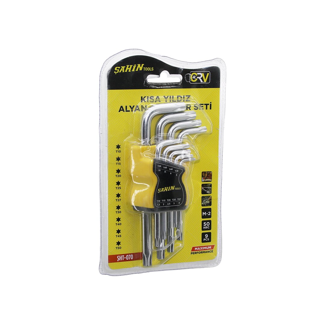 ŞAHİN TOOLS ŞHT-070 ( 9PCS ) ( KISA ) ( YILDIZ ) ALYAN ANAHTAR SETİ ( M-2 ) ( 50HRC )*72 ŞAHİN TOOLS ŞHT-070 ( 9PCS ) ( KISA ) ( YILDIZ ) ALYAN ANAHTAR SETİ ( M-2 ) ( 50HRC )*72