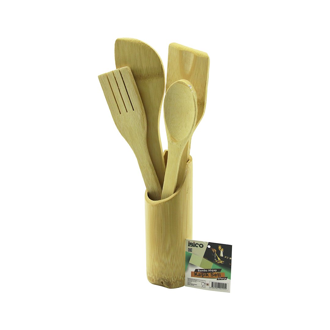 İBİCO İ22-195 ( 5PCS ) AHŞAP BAMBU MUTFAK SETİ ( STAND & KAŞIK & ÇATAL & 2 SPATULA ) FİLELİ*48 İBİCO İ22-195 ( 5PCS ) AHŞAP BAMBU MUTFAK SETİ ( STAND & KAŞIK & ÇATAL & 2 SPATULA ) FİLELİ*48