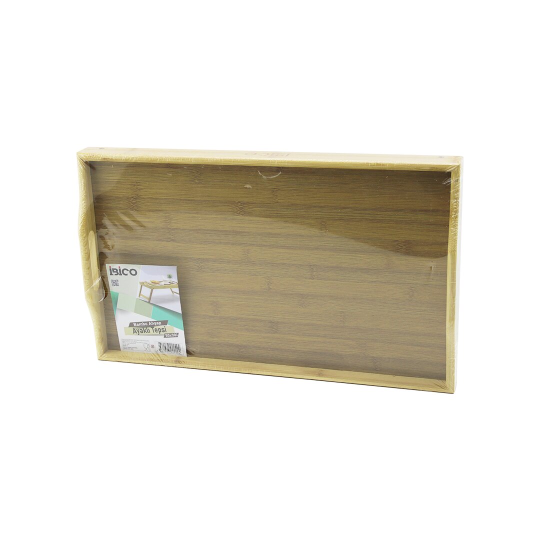 İBİCO İ22-249 ( DİKDÖRTGEN=50X30CM ) ( AÇ KAPA AYAKLI = 20CM ) ( AHŞAP BAMBU ) SUNUM TEPSİ*12
