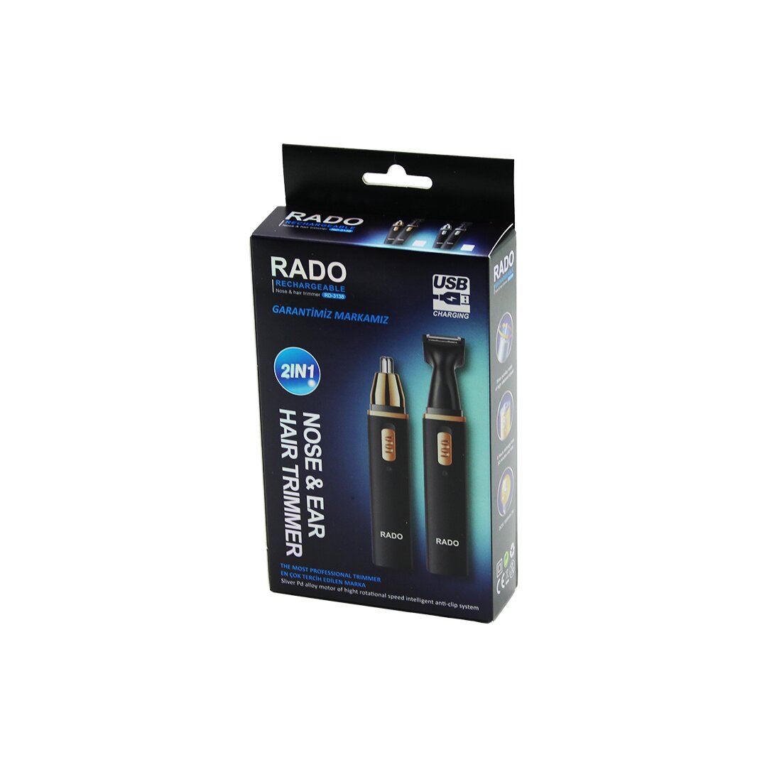 RADO RD-3138 (KARE GÖVDE & KAPAKLI) (2 BAŞLIK) (BURUN-KULAK-YANAK KIL TÜY ALMA& FAVORİ-ENSE ÇİZİM) MAKİNESİ (USB ŞARJLI)*100 RADO RD-3138 (KARE GÖVDE & KAPAKLI) (2 BAŞLIK) (BURUN-KULAK-YANAK KIL TÜY ALMA& FAVORİ-ENSE ÇİZİM) MAKİNESİ (USB ŞARJLI)*100
