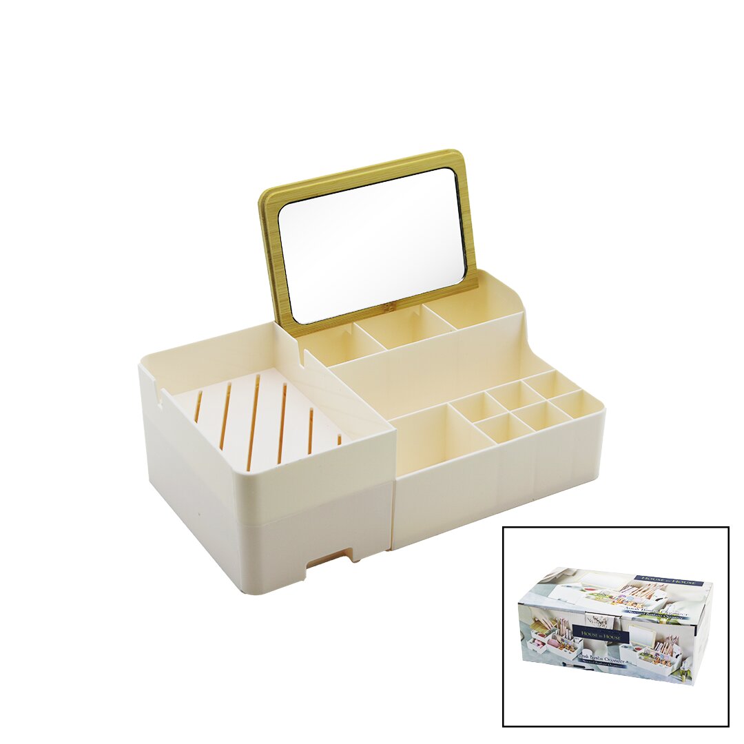 HOUSE UR-3518 ( AYNALI BAMBU & ÇEKMECELİ) MAKYAJ & TAKI ORGANİZER ( SERT PLASTİK )( 13 BÖLMELİ) ( 28.5X17.5X9.5CM)*12 HOUSE UR-3518 ( AYNALI BAMBU & ÇEKMECELİ) MAKYAJ & TAKI ORGANİZER ( SERT PLASTİK )( 13 BÖLMELİ) ( 28.5X17.5X9.5CM)*12