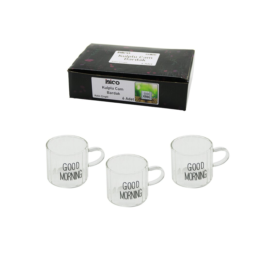 İBİCO İ22-140 ( 6PCS ) ( KULPLU ) ( GOOD MORNING & KALIN ÇİZGİLİ CAM ) KAHVE YANI BARDAK ( 90ML )*48=K İBİCO İ22-140 ( 6PCS ) ( KULPLU ) ( GOOD MORNING & KALIN ÇİZGİLİ CAM ) KAHVE YANI BARDAK ( 90ML )*48=K