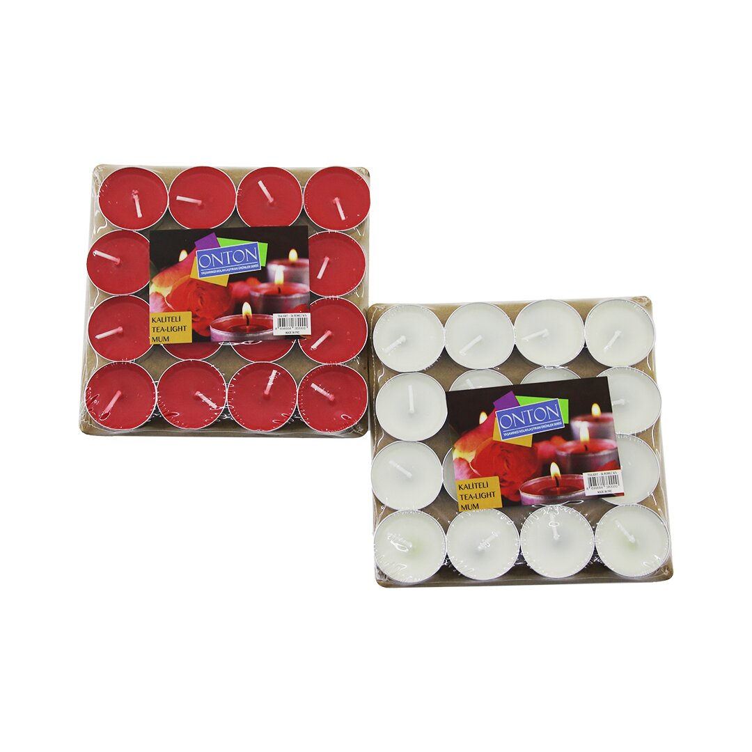 ONTON-36 ( 16PCS ) ( KIRMIZI ---- BEYAZ ) ( YUVARLAK ) TEA LİGHT MUM*96 ONTON-36 ( 16PCS ) ( KIRMIZI ---- BEYAZ ) ( YUVARLAK ) TEA LİGHT MUM*96