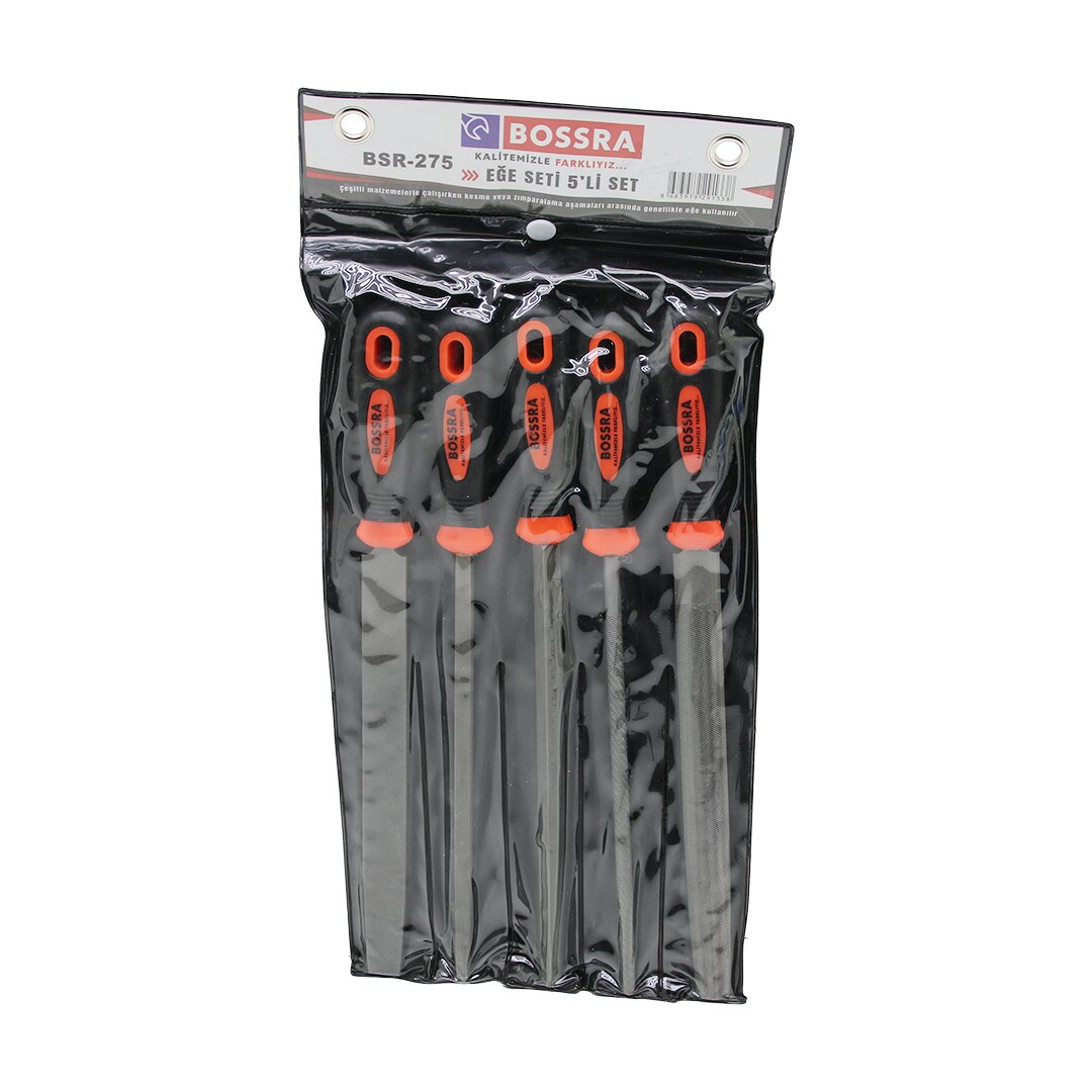 BOSSRA BSR-275 ( 5PCS ) ÇELİK EĞE SETİ (BALIK SIRTI & ÜÇGEN & KARE & YUVARLAK & DÜZ GENİŞ) (EĞE=20CM+PLS.SAP=10CM= 30CM)*40 BOSSRA BSR-275 ( 5PCS ) ÇELİK EĞE SETİ (BALIK SIRTI & ÜÇGEN & KARE & YUVARLAK & DÜZ GENİŞ) (EĞE=20CM+PLS.SAP=10CM= 30CM)*40