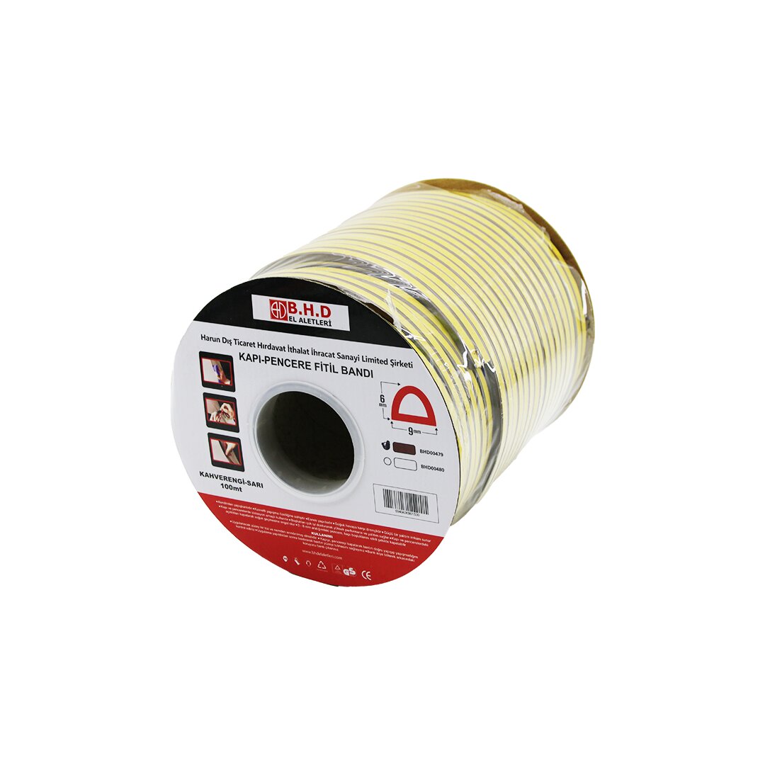 B.H.D. BHD00479 ( KAHVERENGİ ) 100MT (2X50MT) ( BOBİN FİTİL ) ( KAPI & PENCERE ) BANT ( D PROFİL ) ( 9X6MM )*8 B.H.D. BHD00479 ( KAHVERENGİ ) 100MT (2X50MT) ( BOBİN FİTİL ) ( KAPI & PENCERE ) BANT ( D PROFİL ) ( 9X6MM )*8
