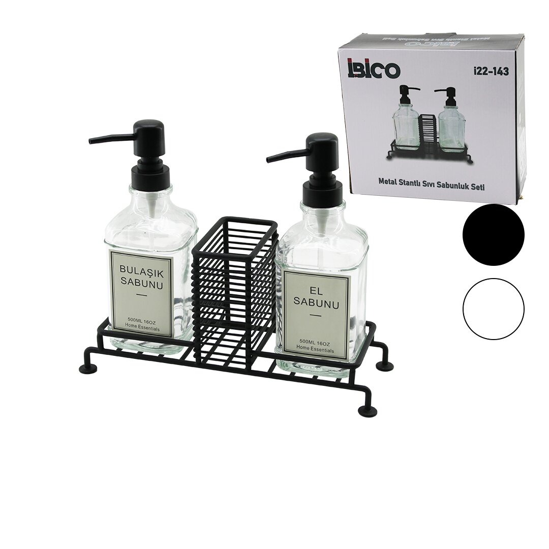 İBİCO İ22-143 ( 3PCS ) = ( 1-METAL STANDLI ) ( 2PCS CAM ) SIVI SABUNLUK SETİ ( SÜNGERLİKLİ )*24 İBİCO İ22-143 ( 3PCS ) = ( 1-METAL STANDLI ) ( 2PCS CAM ) SIVI SABUNLUK SETİ ( SÜNGERLİKLİ )*24