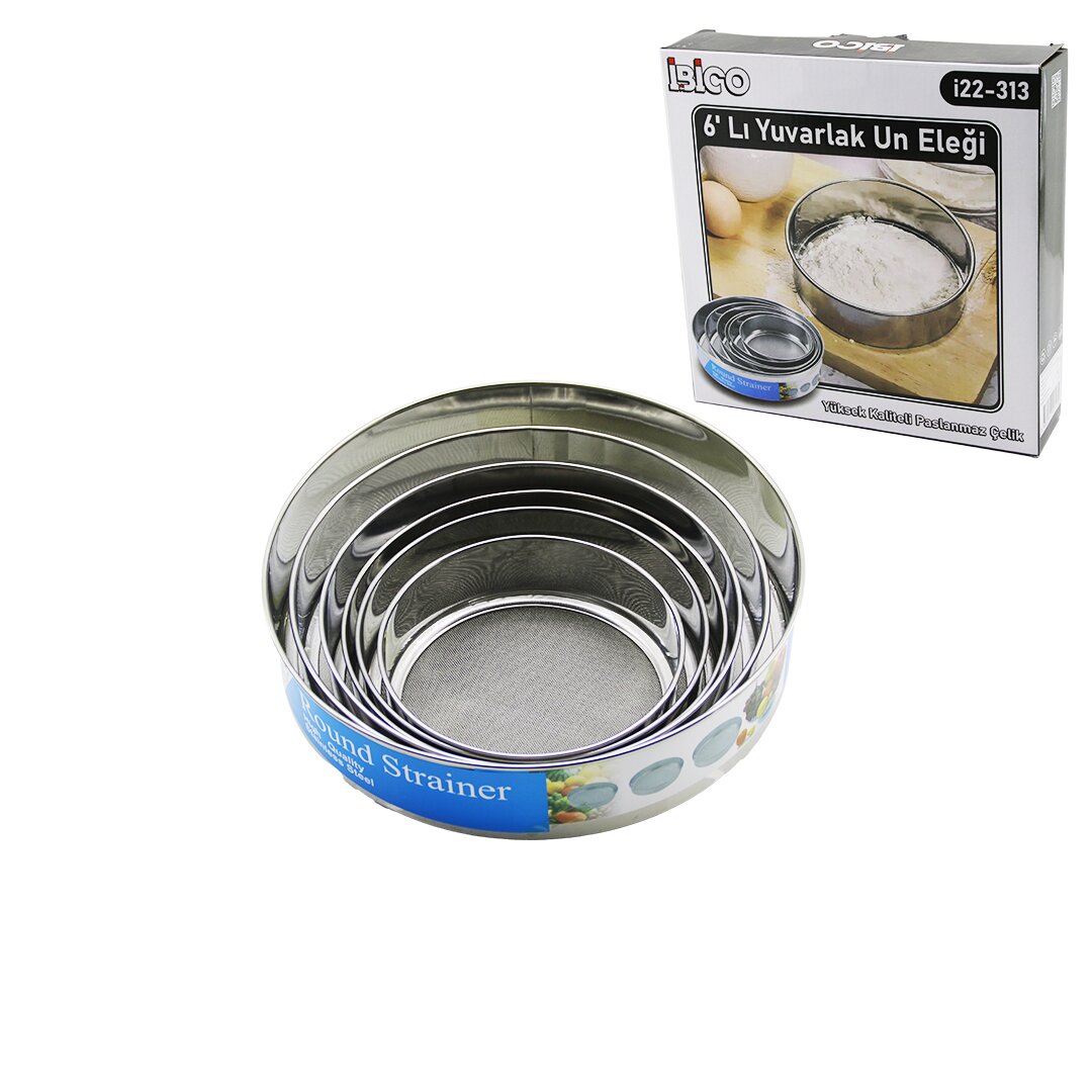 İBİCO İ22-313 RAUND STRAİNER ( 6PCS ) ( METAL ) UN ELEK SETİ ( 15-17.5-19-20.5-24-27CM )*24 İBİCO İ22-313 RAUND STRAİNER ( 6PCS ) ( METAL ) UN ELEK SETİ ( 15-17.5-19-20.5-24-27CM )*24