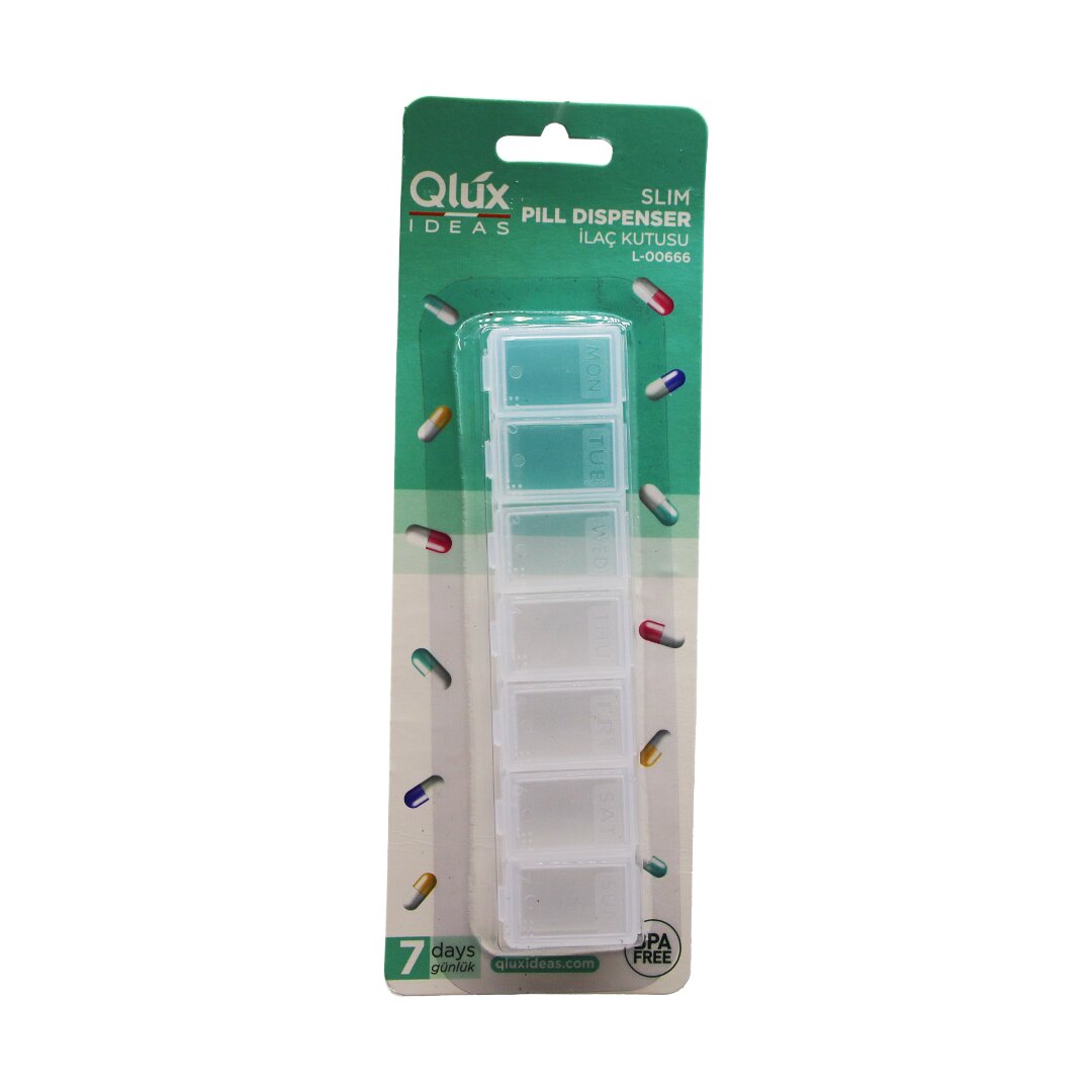 QLUX L-00666 KT-563 ( SLIM ) ( UZUN D.DÖRTGEN & 7 GÜNLÜK ) PILL DISPENSER İLAÇ KUTUSU*36=K                     qwe08 QLUX L-00666 KT-563 ( SLIM ) ( UZUN D.DÖRTGEN & 7 GÜNLÜK ) PILL DISPENSER İLAÇ KUTUSU*36=K                     qwe08