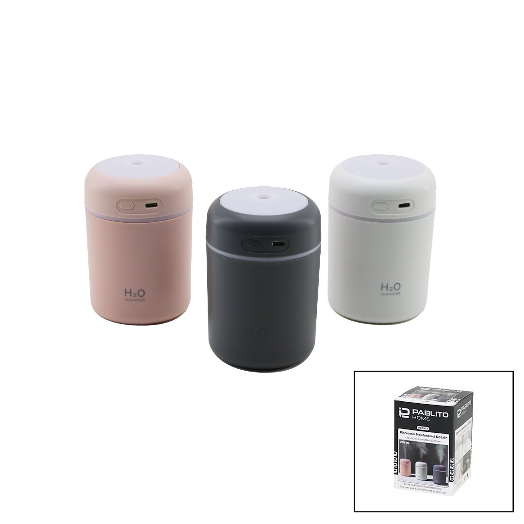 PABLITO HOME PBT-517 (KLASİK) (300ML) (H2O) (MİNİ) (USB ŞARJ& IŞIKLI) HAVA NEMLENDİRİCİ &BUHAR MAKİNE &KOKU GİDERİCİ*100