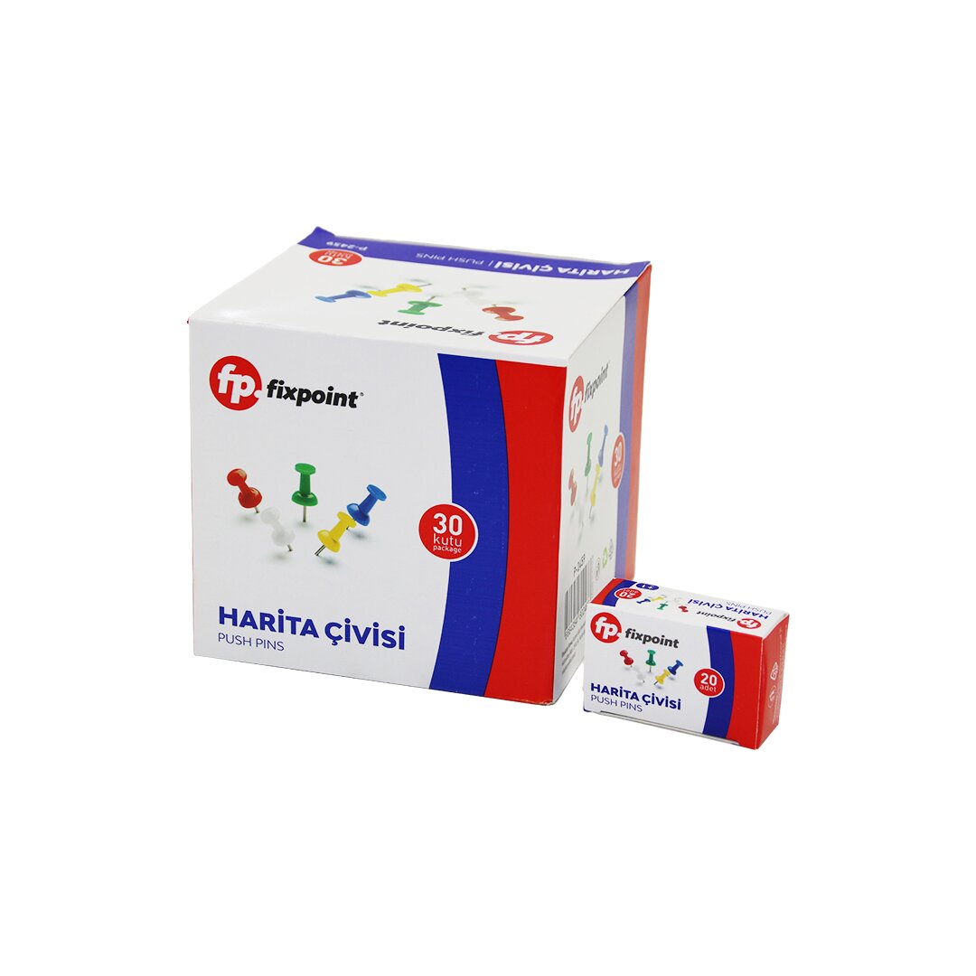FİXPOİNT P-2459 ( 20PCS ) HARİTA ÇİVİSİ RENKLİ*30X20
