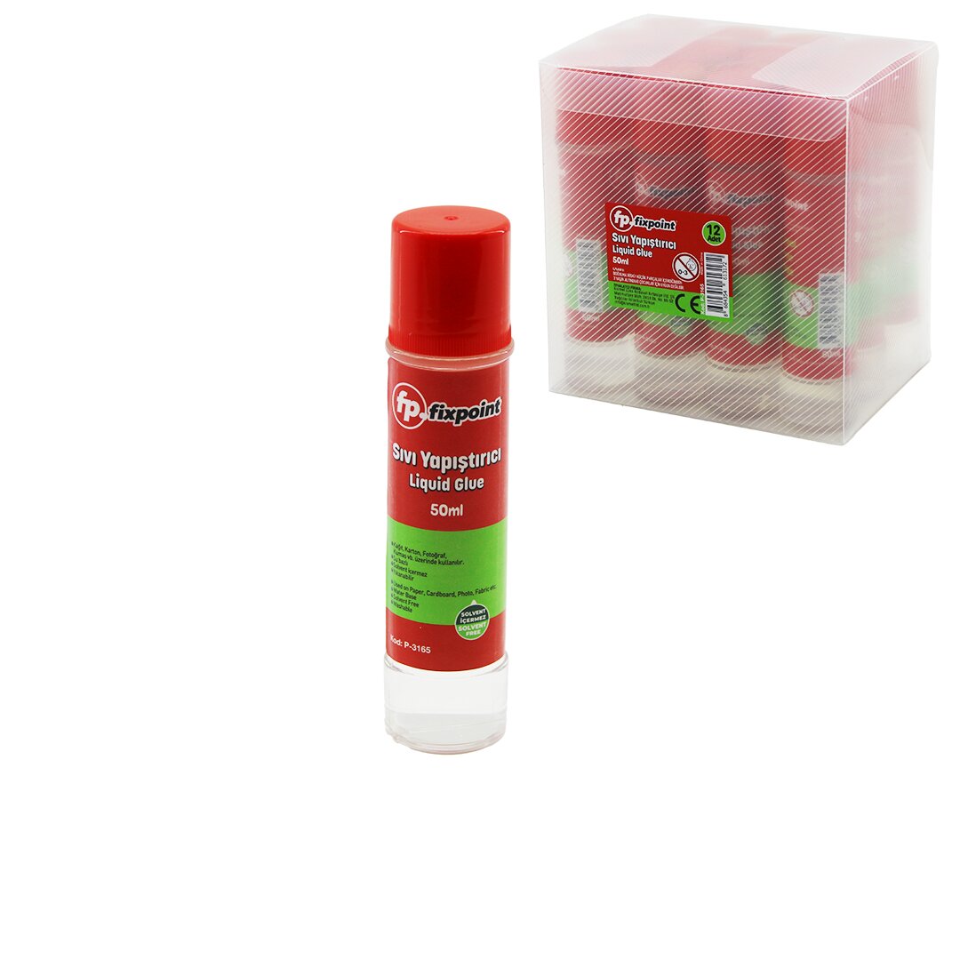 FİXPOİNT P-3165 SIVI YAPIŞTIRICI 50ML ( SOLVENT İÇERMEZ ) ( GÜVENLİ & TEMİZ & YIKANABİLİR )*12X24 FİXPOİNT P-3165 SIVI YAPIŞTIRICI 50ML ( SOLVENT İÇERMEZ ) ( GÜVENLİ & TEMİZ & YIKANABİLİR )*12X24