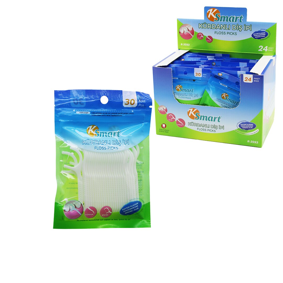 KSMART K-3593 ( POŞETLİ ) ( 30PCS ) KÜRDANLI DİŞ İPİ*24X24 KSMART K-3593 ( POŞETLİ ) ( 30PCS ) KÜRDANLI DİŞ İPİ*24X24