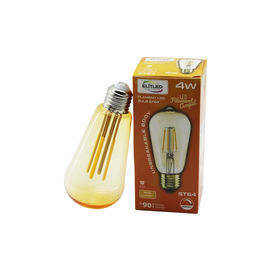 ELİTLED ST-64 ( 4W & E27 ) ( GOLD COLOR ) FLAMENT LED RUSTİK AMPUL ( 500LUMEN ) (KIRILMAZ GÖVDE)*80 ELİTLED ST-64 ( 4W & E27 ) ( GOLD COLOR ) FLAMENT LED RUSTİK AMPUL ( 500LUMEN ) (KIRILMAZ GÖVDE)*80