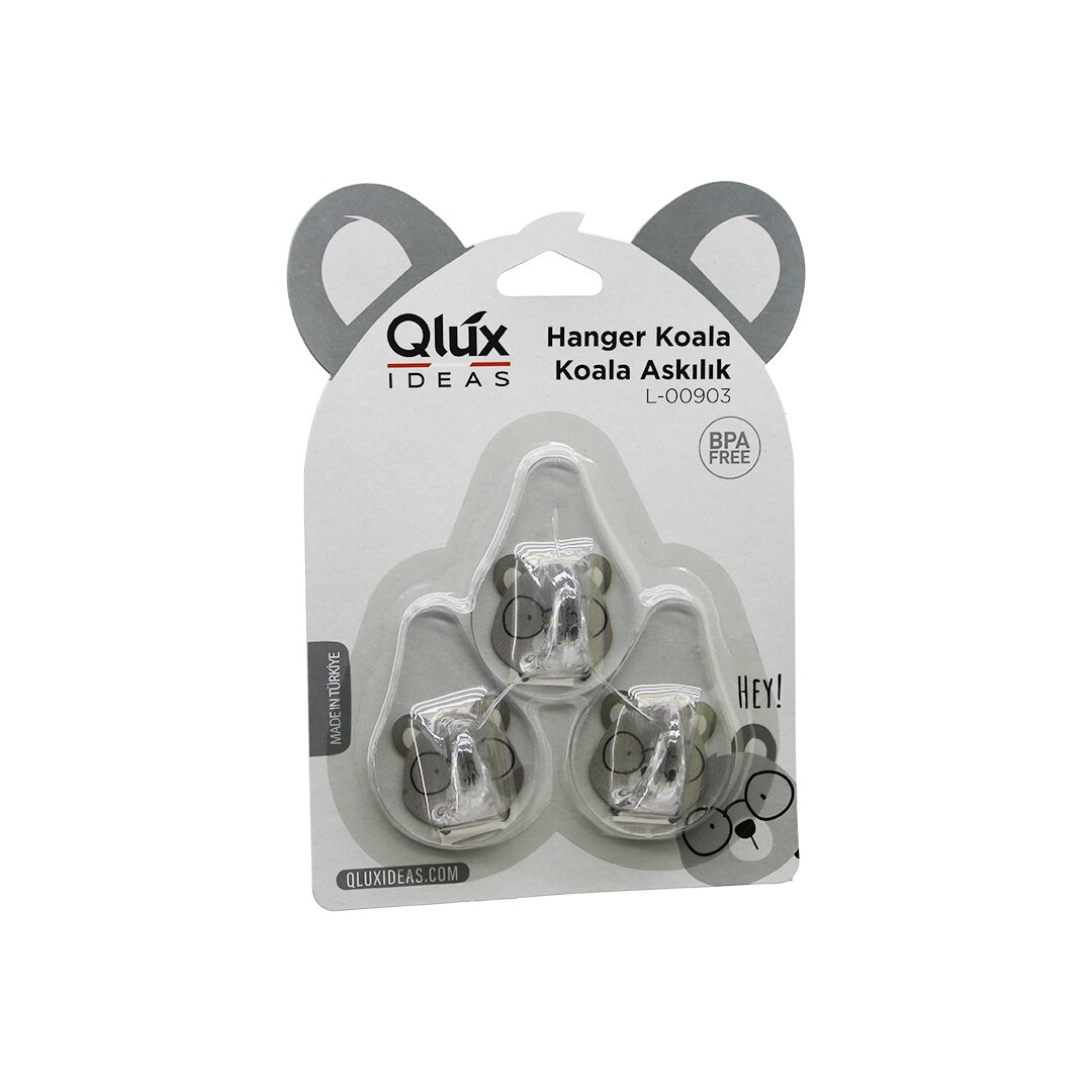 QLUX L-00903 ( 3PCS ) KOALA ASKI ( ŞEFFAF ASKI ) ( YAPIŞKANLI MONTAJ )*60