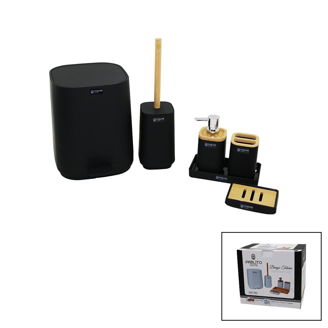 PABLITO HOME PBT-783 ( 6PCS ) KARE BANYO SETİ & TAKIMI (BAMBU DETAYLI) (ÇÖP KOVA-FIRÇALIK-SIVI&KATI SABUNLUK-DİŞ FIRÇALIK-STAND )*4=K PABLITO HOME PBT-783 ( 6PCS ) KARE BANYO SETİ & TAKIMI (BAMBU DETAYLI) (ÇÖP KOVA-FIRÇALIK-SIVI&KATI SABUNLUK-DİŞ FIRÇALIK-STAND )*4=K
