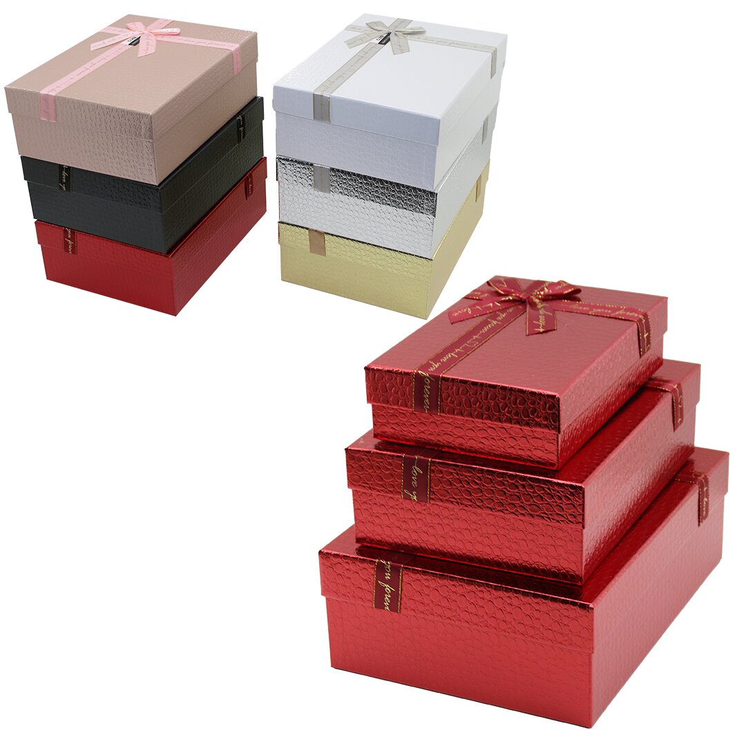 İBİCO İ12-097 (3PCS) (D.DÖRTGEN) (PARLAK MİX RENKLİ & KABARTMA DESEN) KARTON HEDİYE KUTUSU (KURDELALI) (33X24.5-28.5X20.5-24X16.5CM)*20 İBİCO İ12-097 (3PCS) (D.DÖRTGEN) (PARLAK MİX RENKLİ & KABARTMA DESEN) KARTON HEDİYE KUTUSU (KURDELALI) (33X24.5-28.5X20.5-24X16.5CM)*20