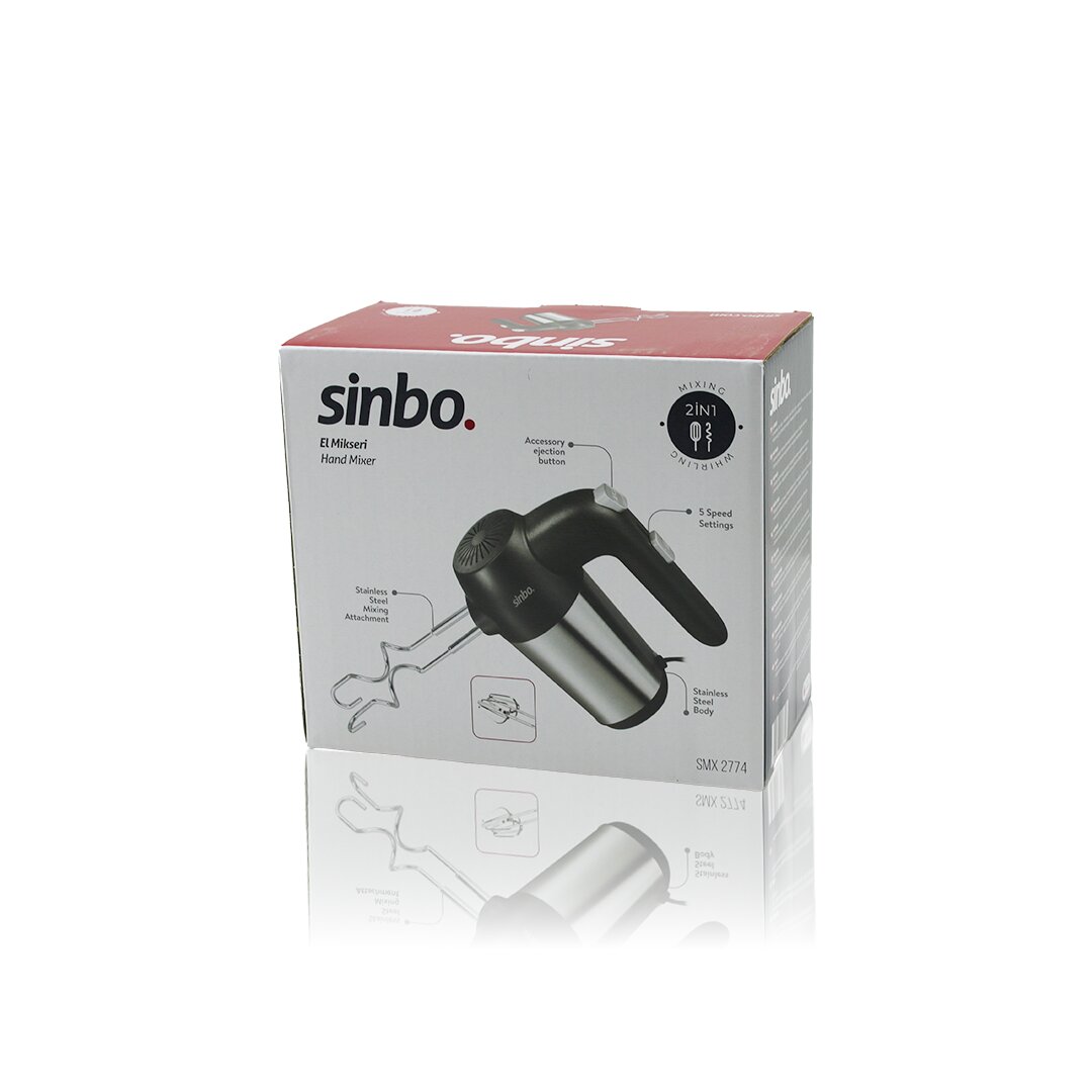 SİNBO SMX-2774 EL MİKSERİ ( 2İN1= KARIŞITMA & ÇIRPMA APARATI ) ( 5 KADEME HIZ AYARI )( PASLANMAZ ÇELİK GÖVDE ) 200W*8 SİNBO SMX-2774 EL MİKSERİ ( 2İN1= KARIŞITMA & ÇIRPMA APARATI ) ( 5 KADEME HIZ AYARI )( PASLANMAZ ÇELİK GÖVDE ) 200W*8
