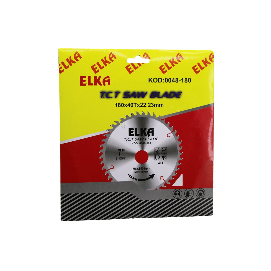 ELKA T.C.T SAW BLADE KOD-0048-180 ( 180X40TX22.23MM ) ( 7" & 180MM ) ( AĞAÇ ) SUNTA KESİCİ DİSK ( 8500 RPM & MAX: 80m/s )*120 ELKA T.C.T SAW BLADE KOD-0048-180 ( 180X40TX22.23MM ) ( 7" & 180MM ) ( AĞAÇ ) SUNTA KESİCİ DİSK ( 8500 RPM & MAX: 80m/s )*120