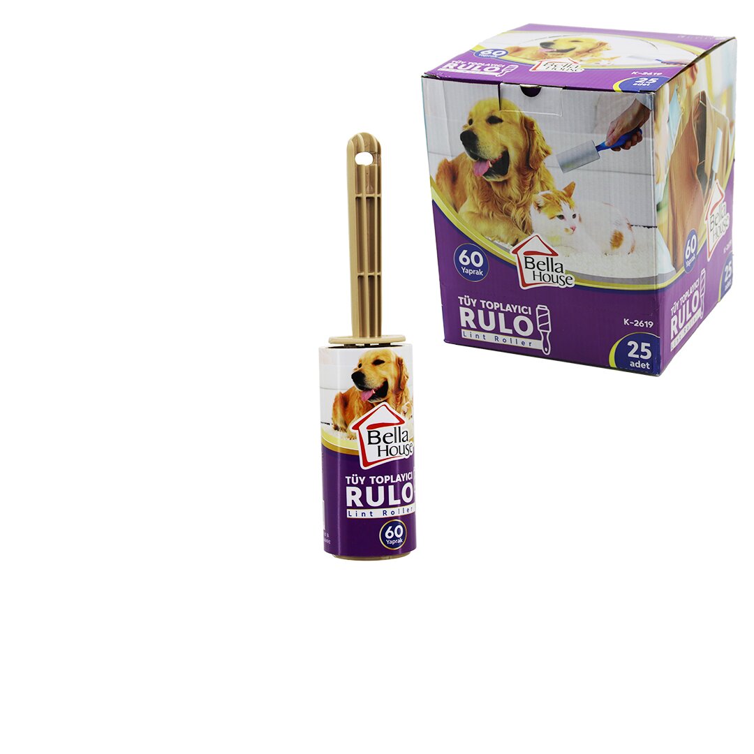 BELLA HOUSE K-2619 ( SAPLI ) ( 60YAPRAK ) TÜY TOPLAYICI RULO ( PET SHOP )*25X6