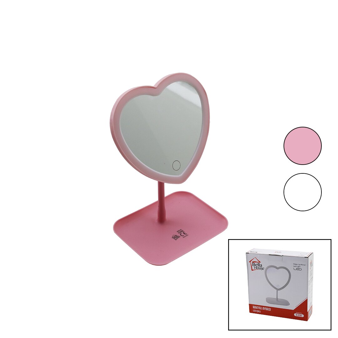 BELLA HOUSE K-0705 ( KALPLİ ) ( 7" ) ( LEDLİ & USB ŞARJLI ) MAKYAJ AYNASI ( 90°AYARLI ) ( TAKILIKLI AYAK )( RENKLİ PLS. )*60